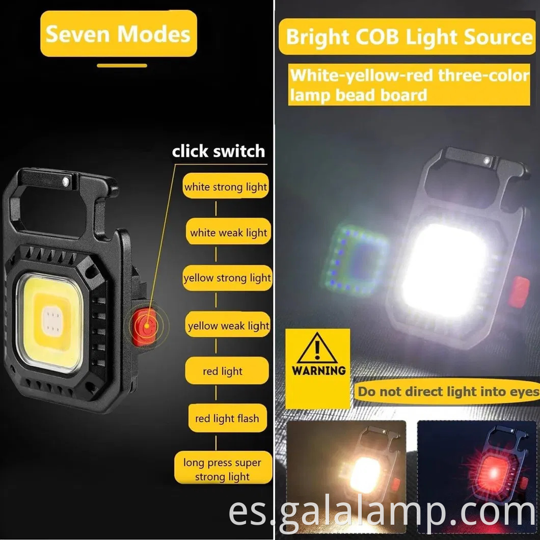 Llavero de iluminación portátil multifuncional con luz de campamento recargable